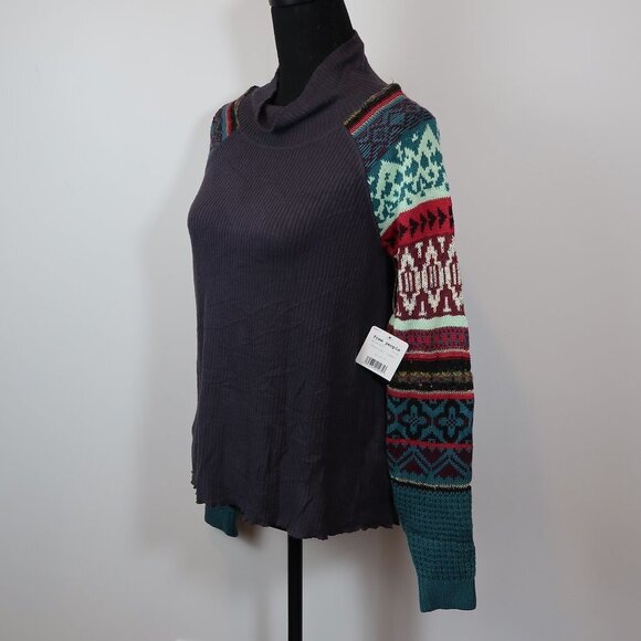 Free People Women's Prism Sweater Top Charcoal S - Picture 7 of 8